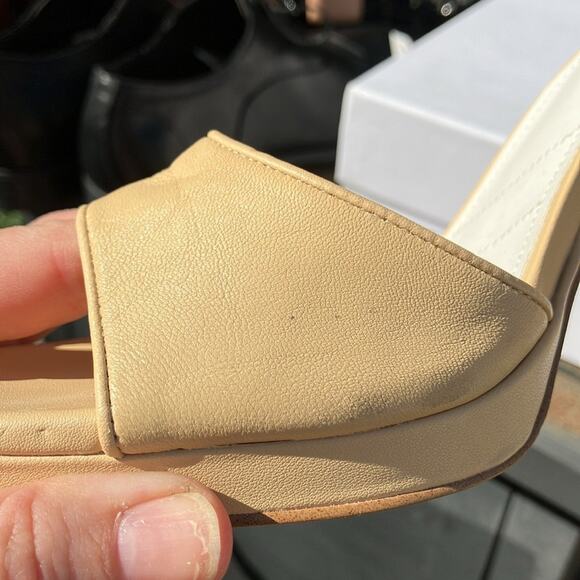 New Franco Sarto Dima Beige Leather Block Heel Sandals F885 chunky spring church - Picture 10 of 11